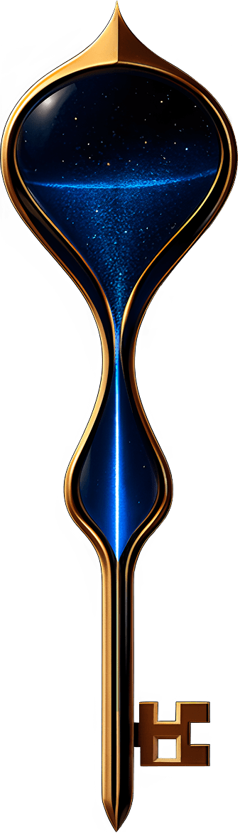 Logo Sylorkey : la clé-sablier, Porte du Temps