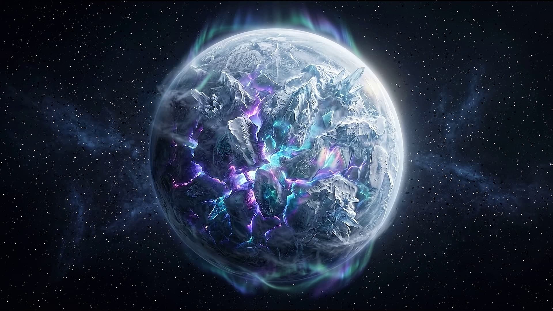 Novure, planète de glace vue depuis l'espace